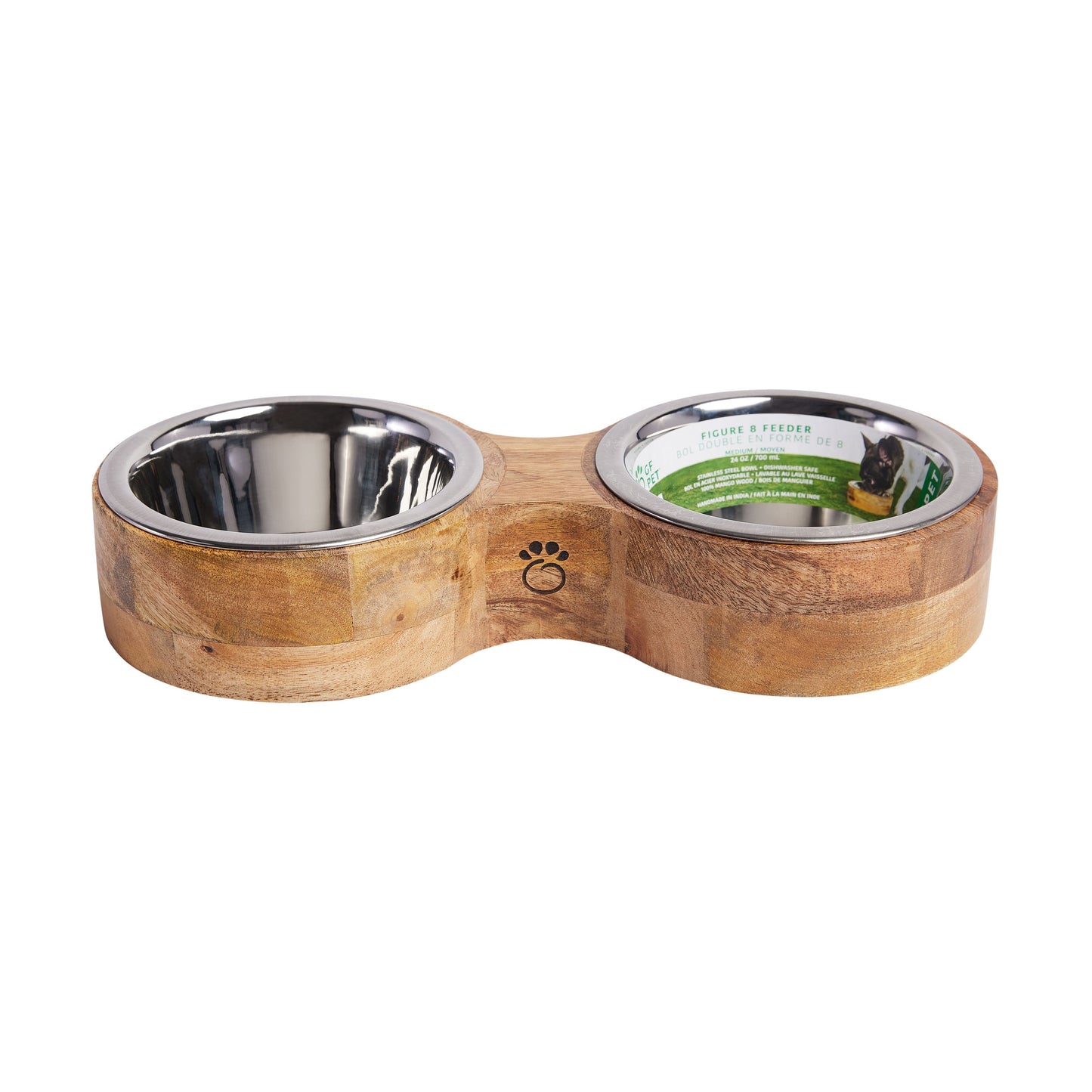 Elevated Wood and Metal Cat/Dog Feeder - Dual Bowl Set