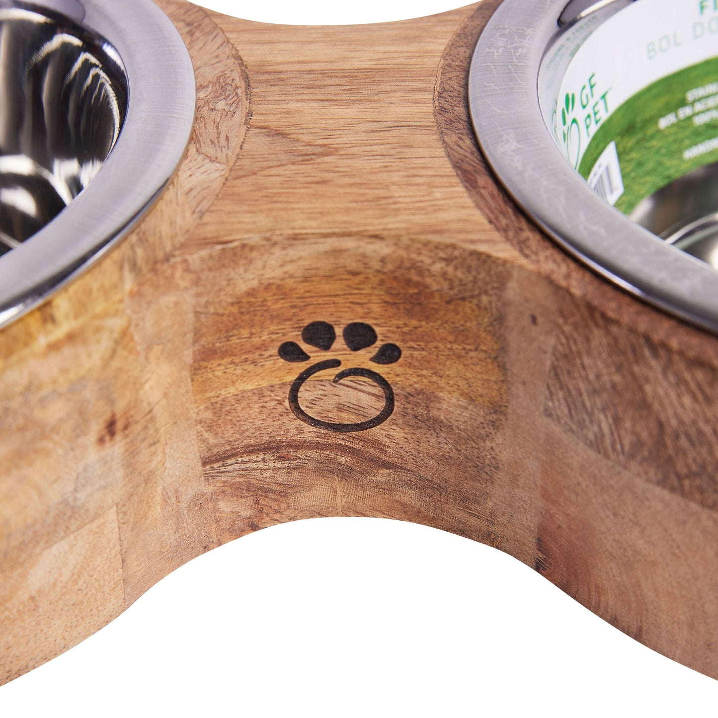 Elevated Wood and Metal Cat/Dog Feeder - Dual Bowl Set