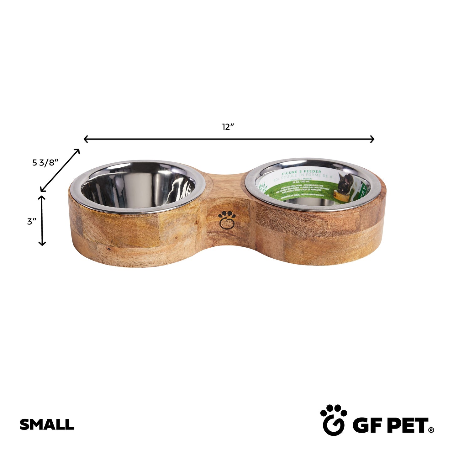 Elevated Wood and Metal Cat/Dog Feeder - Dual Bowl Set