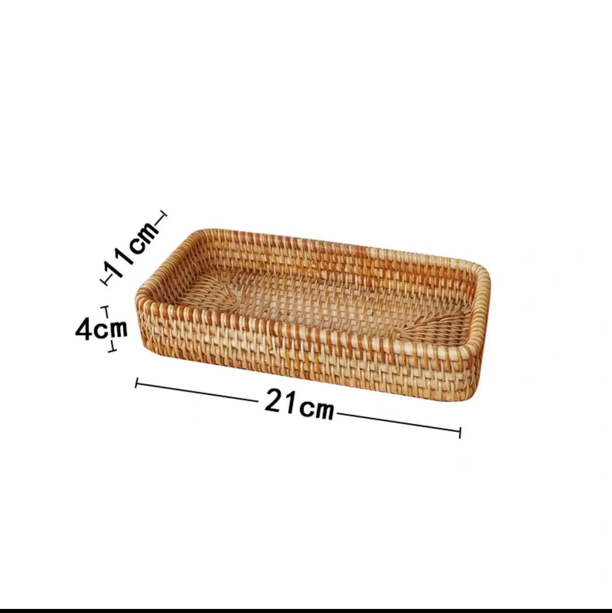 Handwoven Rattan Storage Tray - Natural Wicker Basket