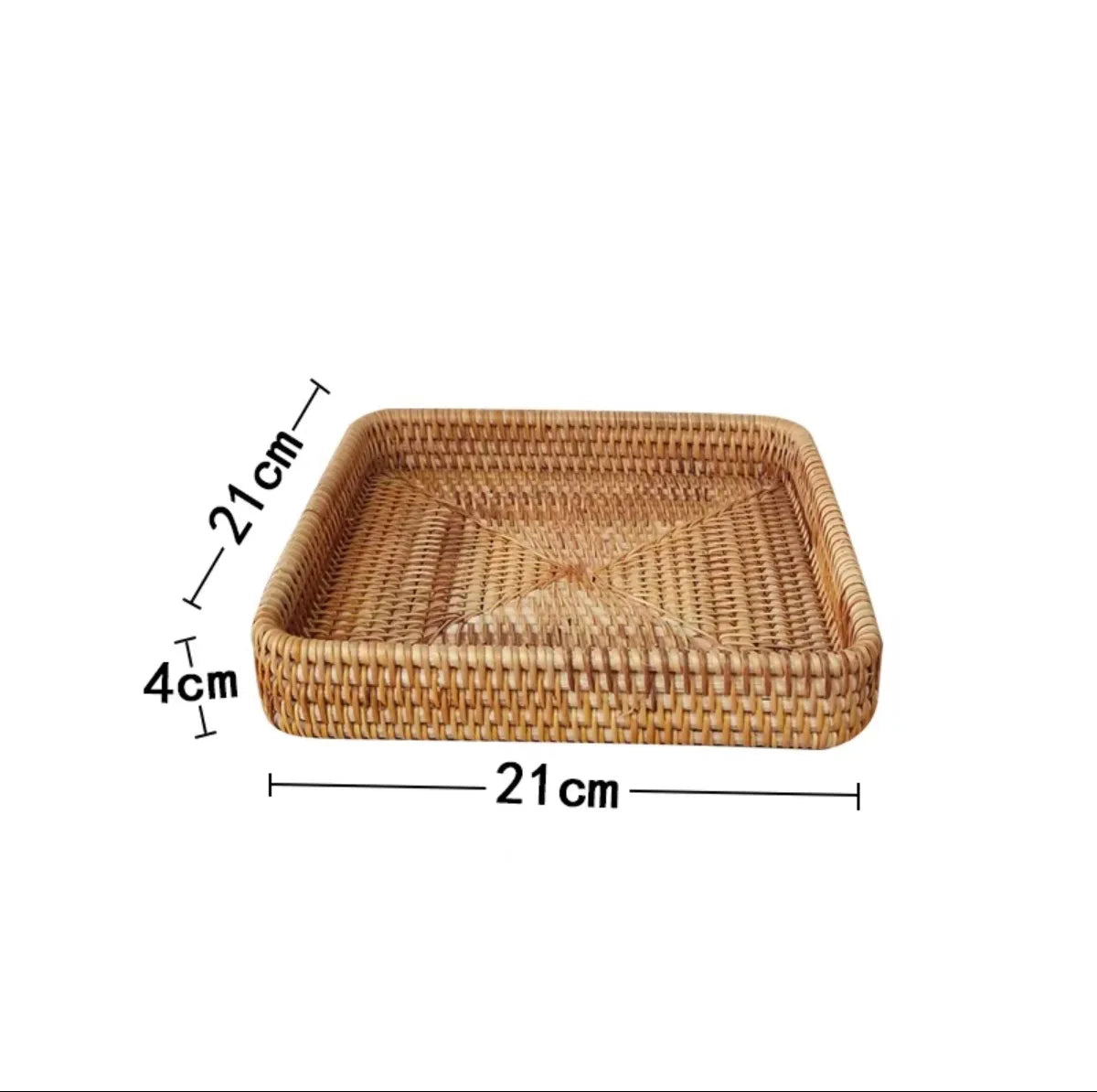 Handwoven Rattan Storage Tray - Natural Wicker Basket