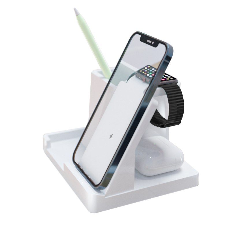 Eco Bamboo Wireless Charging Desk Organizer - Multifunction Dock Station