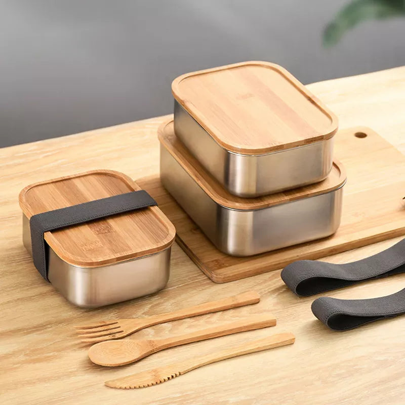 Eco Friendly Bamboo & Stainless Steel Japanese Style Lunch Box