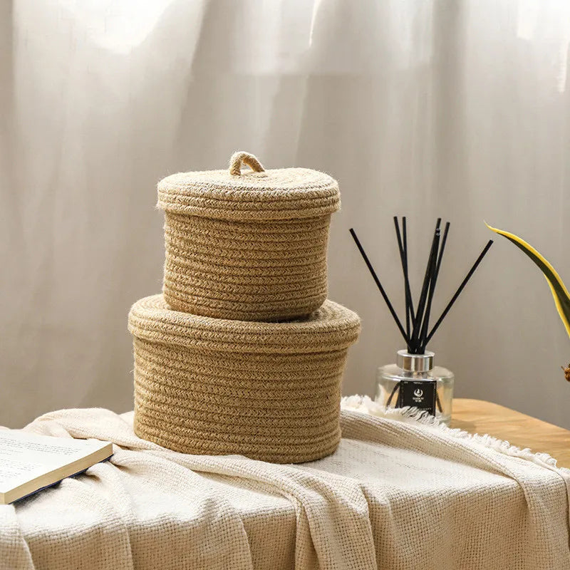 Jute Storage Tabletop Baskets for Bathroom, Kitchen, Bedroom