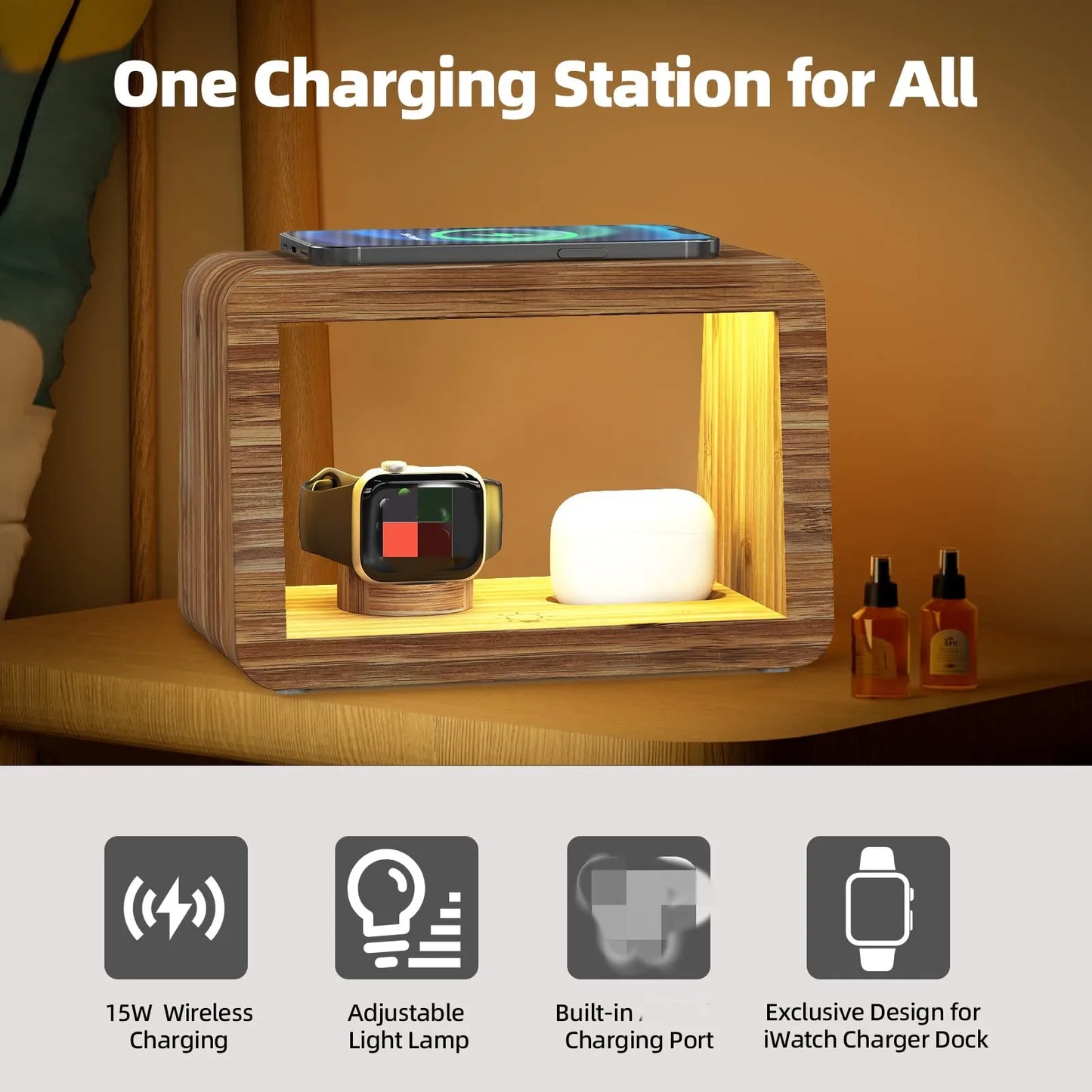 Eco Charging Station – Bamboo Dock & Desk Organizer