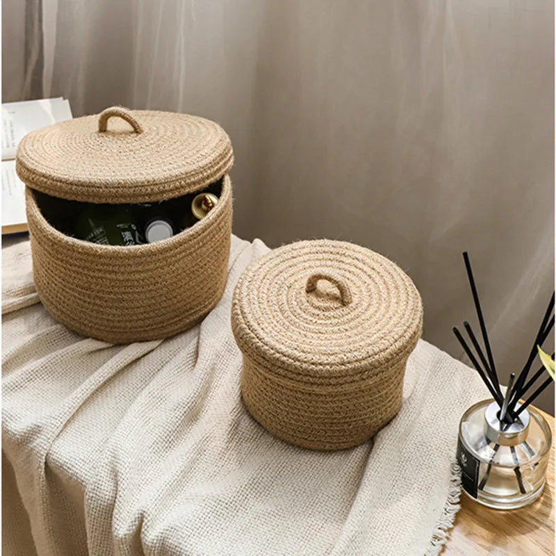 Jute Storage Tabletop Baskets for Bathroom, Kitchen, Bedroom