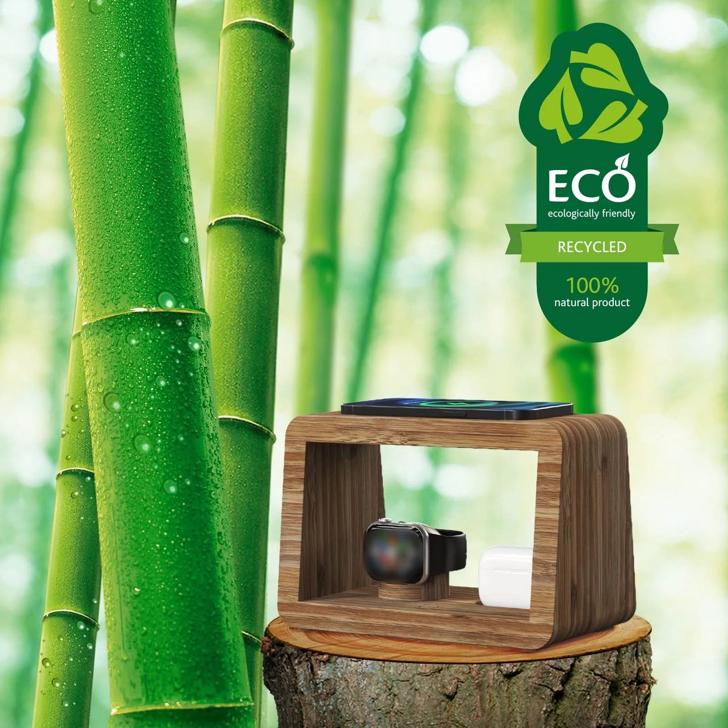 Eco Charging Station – Bamboo Dock & Desk Organizer