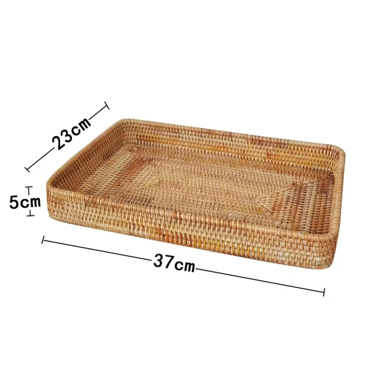 Handwoven Rattan Storage Tray - Natural Wicker Basket