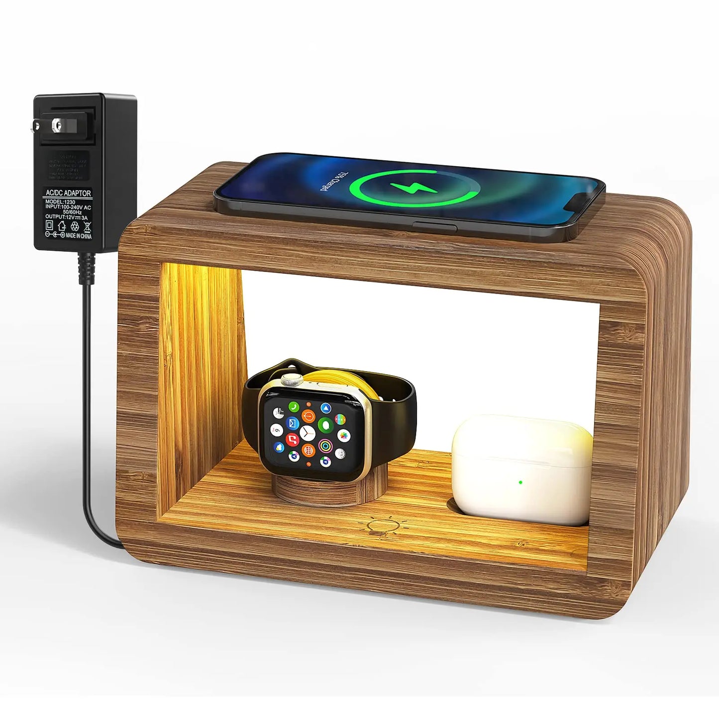 Eco Charging Station – Bamboo Dock & Desk Organizer