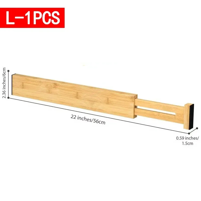 Expandable Bamboo Drawer Dividers-Adjustable Kitchen & Home Organizers
