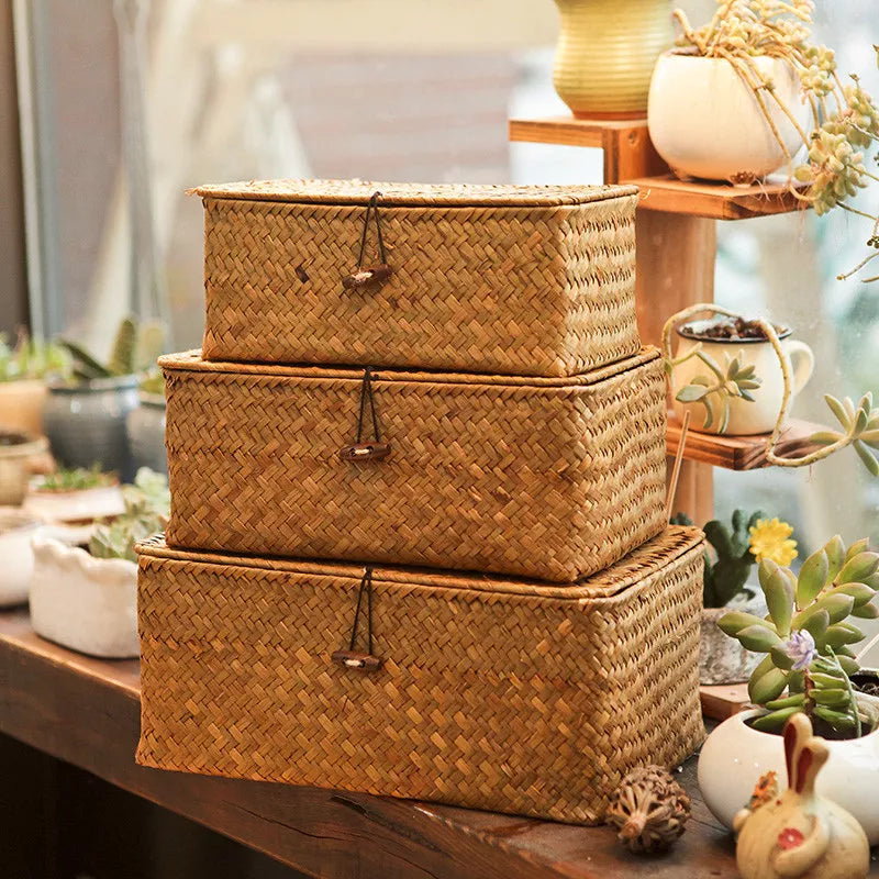 Handwoven Rattan Storage Baskets