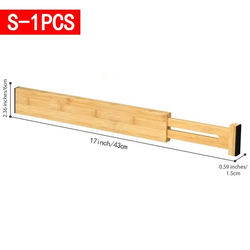 Expandable Bamboo Drawer Dividers-Adjustable Kitchen & Home Organizers