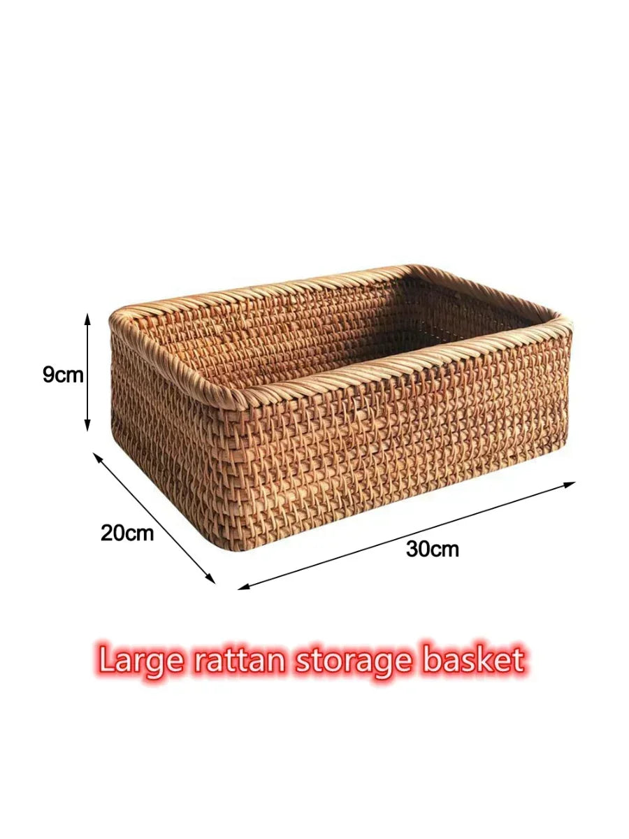 Handwoven Rectangular Rattan Wicker Basket