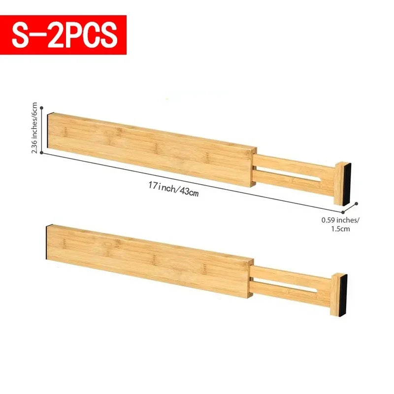 Expandable Bamboo Drawer Dividers-Adjustable Kitchen & Home Organizers