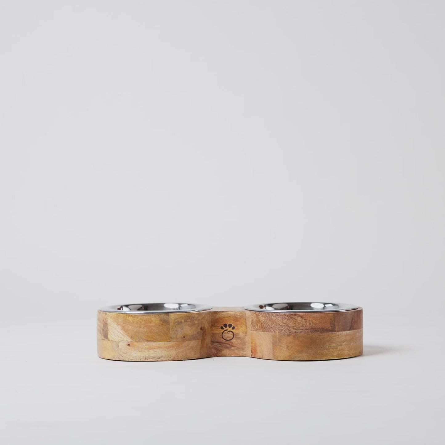 Elevated Wood and Metal Cat/Dog Feeder - Dual Bowl Set
